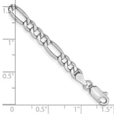 14K White Gold 8 inch 4.4mm Semi-Solid Figaro with Lobster Clasp Bracelet
